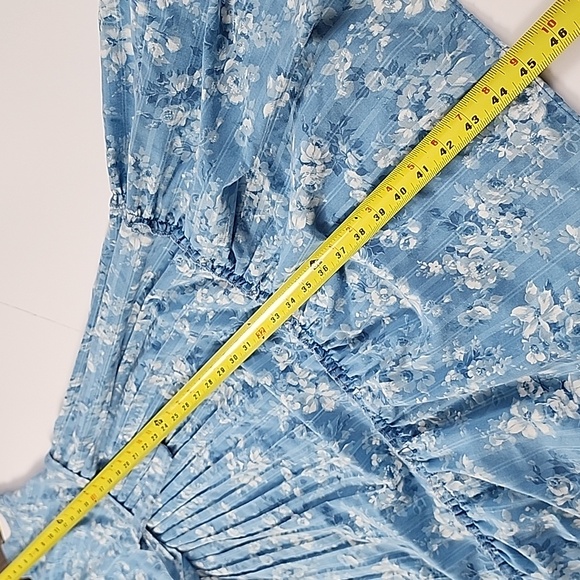 Harold Williams Dress Tiered Mid Length Blue White Floral Cotton Blend Size 16 - Picture 10 of 10